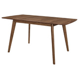 Alfredo Mid-Century Butterfly Leaf Dining Table & Sets - Natural Walnut with Grey Upholstered Chairs & Bench – view 7