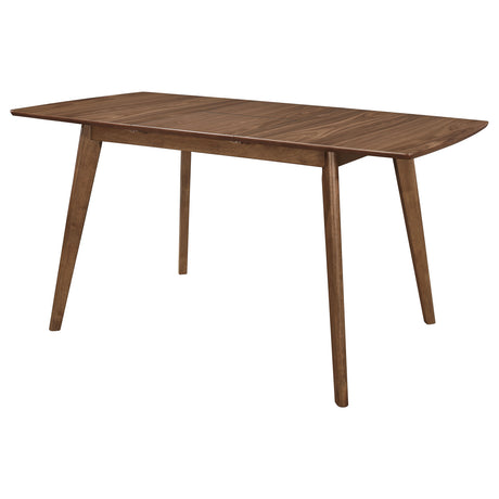 Alfredo Mid-Century Butterfly Leaf Dining Table & Sets - Natural Walnut with Grey Upholstered Chairs & Bench – view 7