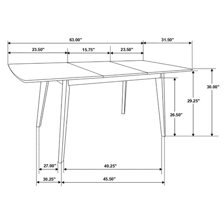 Alfredo Mid-Century Butterfly Leaf Dining Table & Sets - Natural Walnut with Grey Upholstered Chairs & Bench – view 11