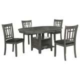 Lavon 42-60" Round to Oval Extension Dining Table & Sets - Pedestal Storage in Medium Grey – view 14