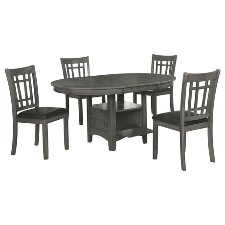 Lavon 42-60" Round to Oval Extension Dining Table & Sets - Pedestal Storage in Medium Grey – view 14