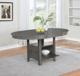 Lavon 42-60" Round to Oval Extension Dining Table & Sets - Pedestal Storage in Medium Grey – view 1