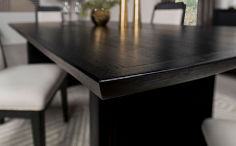 Brookmead Extendable Dining Collection - Wire-Brushed Black Table, Ivory Upholstered Chairs & Sideboard – view 17