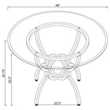 Aviano 48" Round Glass Top Dining Table & Base - Sculptural Ring-Motif Metal Base in Gunmetal – view 9