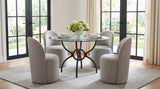 Aviano 48" Round Glass Top Dining Table & Base - Sculptural Ring-Motif Metal Base in Gunmetal – view 10