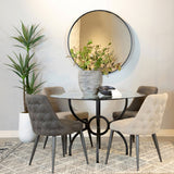 Aviano 48" Round Glass Top Dining Table & Base - Sculptural Ring-Motif Metal Base in Gunmetal – view 12