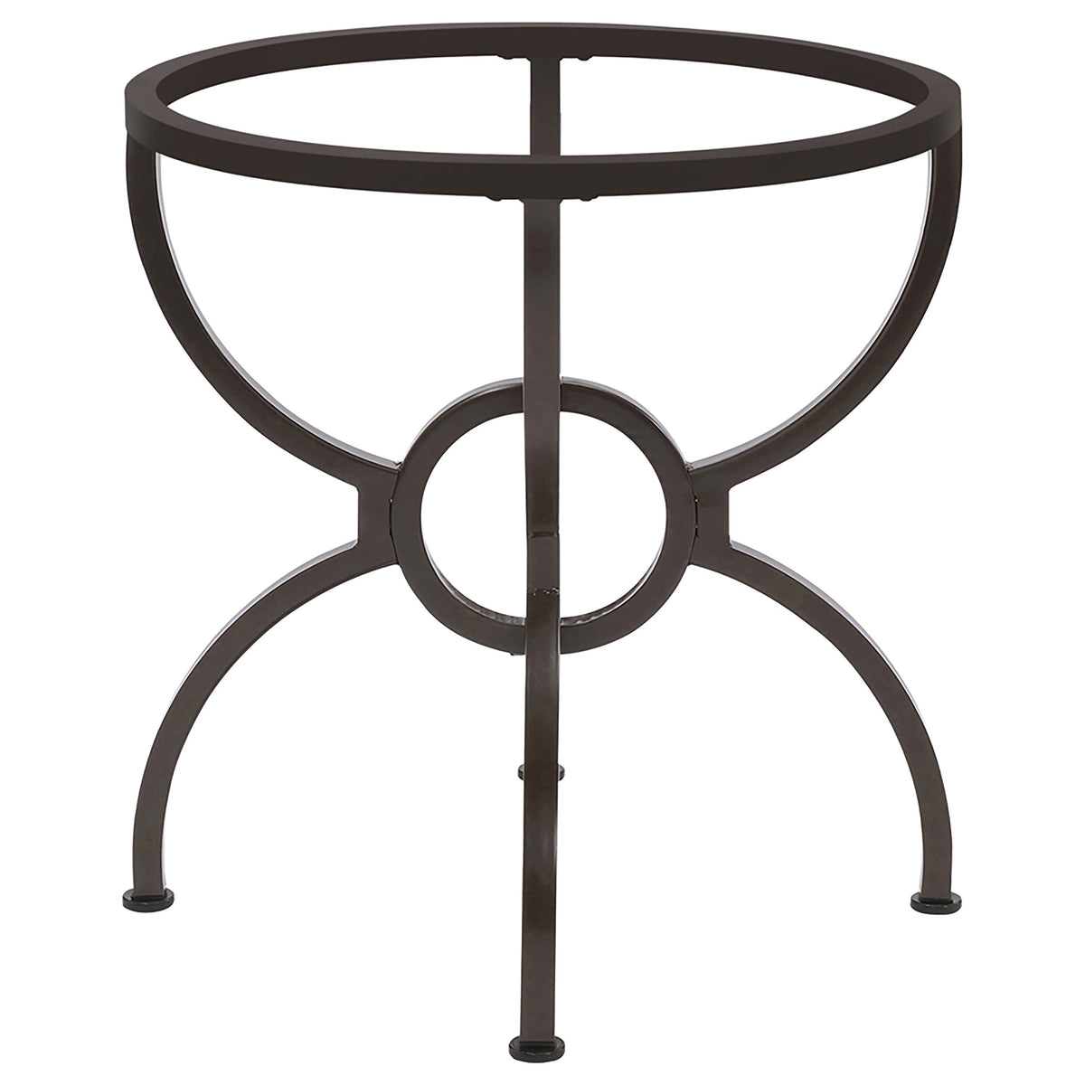 Aviano 48" Round Glass Top Dining Table & Base - Sculptural Ring-Motif Metal Base in Gunmetal – view 14