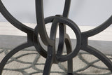 Aviano 48" Round Glass Top Dining Table & Base - Sculptural Ring-Motif Metal Base in Gunmetal – view 16