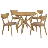 Elowen 42" Round Dining Table & 5-Piece Set - Mid-Century Geometric Base in Light Walnut – view 11