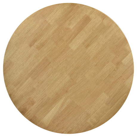 Elowen 42" Round Dining Table & 5-Piece Set - Mid-Century Geometric Base in Light Walnut – view 14