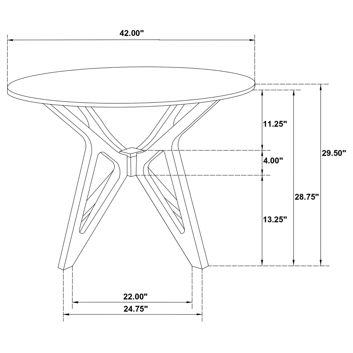 Elowen 42" Round Dining Table & 5-Piece Set - Mid-Century Geometric Base in Light Walnut