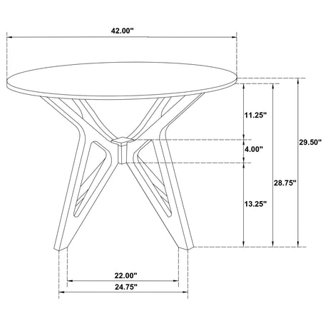Elowen 42" Round Dining Table & 5-Piece Set - Mid-Century Geometric Base in Light Walnut – view 9
