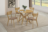 Elowen 42" Round Dining Table & 5-Piece Set - Mid-Century Geometric Base in Light Walnut – view 10