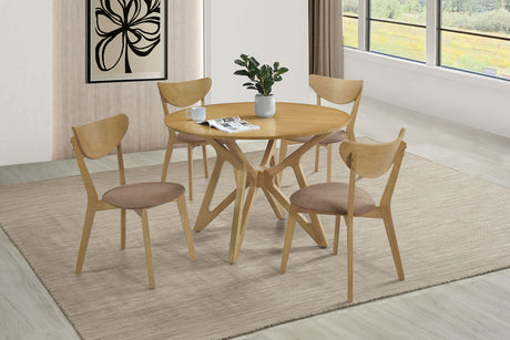 Elowen 42" Round Dining Table & 5-Piece Set - Mid-Century Geometric Base in Light Walnut – view 10