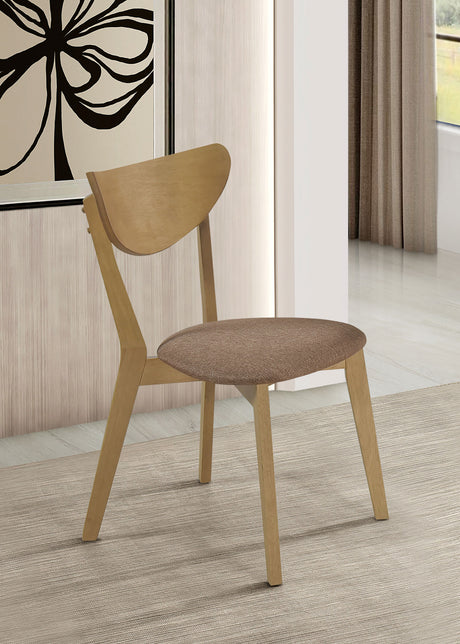 Elowen 42" Round Dining Table & 5-Piece Set - Mid-Century Geometric Base in Light Walnut - lifestyle