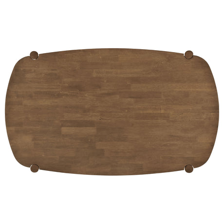 Dortch 63" Dining Table & Sets - Mid-Century Walnut Rubberwood with Curved-Back Brown Upholstered Chairs – view 18