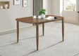 Dortch 63" Dining Table & Sets - Mid-Century Walnut Rubberwood with Curved-Back Brown Upholstered Chairs – view 1