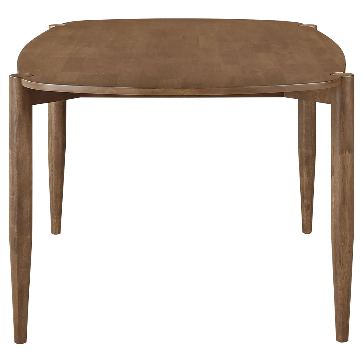 Dortch 63" Dining Table & Sets - Mid-Century Walnut Rubberwood with Curved-Back Brown Upholstered Chairs – view 8