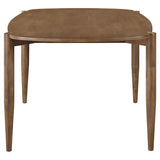Dortch 63" Dining Table & Sets - Mid-Century Walnut Rubberwood with Curved-Back Brown Upholstered Chairs – view 8