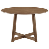 Dinah 47" Round Dining Table & 5-Piece Set - Mid-Century Walnut with Sculptural Interlocking Base – view 11