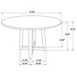 Dinah 47" Round Dining Table & 5-Piece Set - Mid-Century Walnut with Sculptural Interlocking Base – view 19