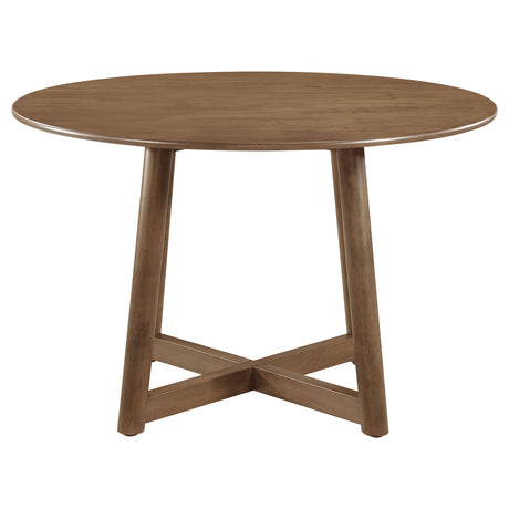 Dinah 47" Round Dining Table & 5-Piece Set - Mid-Century Walnut with Sculptural Interlocking Base – view 4