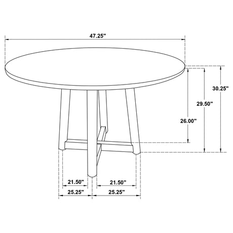Dinah 47" Round Dining Table & 5-Piece Set - Mid-Century Walnut with Sculptural Interlocking Base – view 7