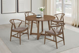 Dinah 47" Round Dining Table & 5-Piece Set - Mid-Century Walnut with Sculptural Interlocking Base – view 8