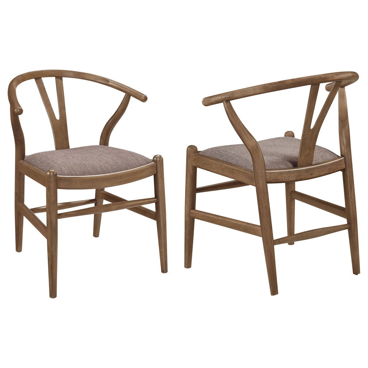Crestmont Wishbone Dining Side Chairs (Set of 2) - Walnut Frame / Brown Seat (Set of 2)