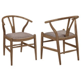 Crestmont Wishbone Dining Side Chairs (Set of 2) - Walnut Frame / Brown Seat (Set of 2)