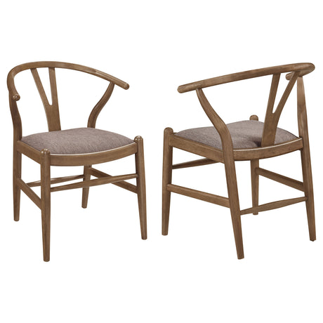 Crestmont Wishbone Dining Side Chairs (Set of 2) - Walnut Frame / Brown Seat (Set of 2)