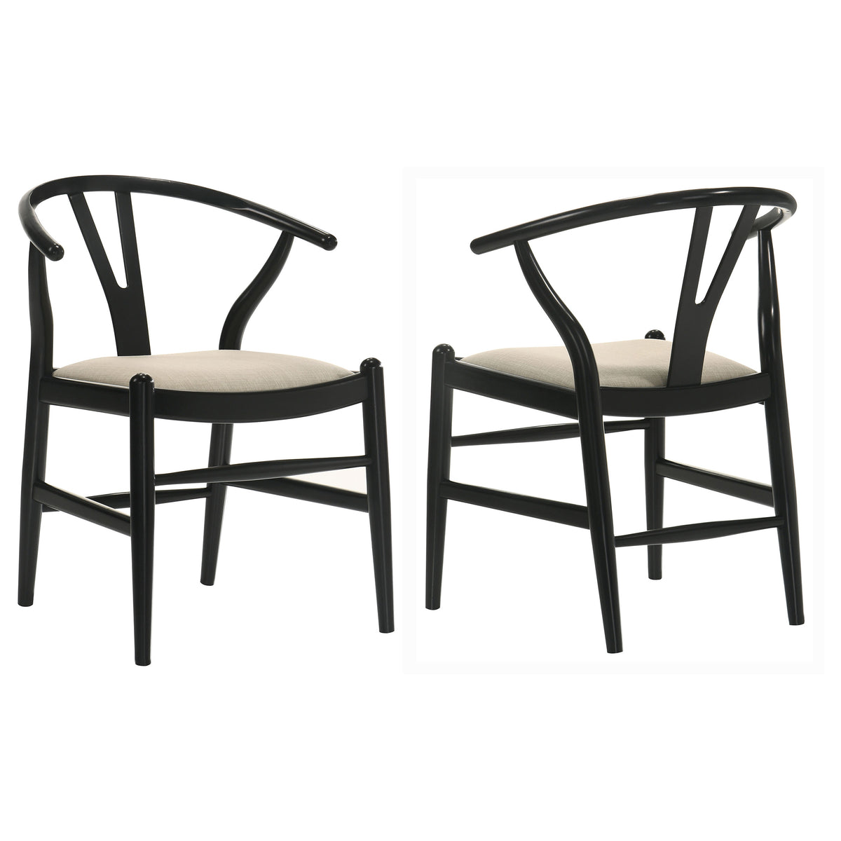 Crestmont Wishbone Dining Side Chairs (Set of 2) - Black Frame / Beige Seat (Set of 2)