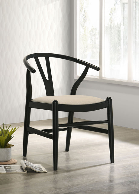 Crestmont Wishbone Dining Side Chairs (Set of 2) - Mid-Century Black or Walnut Wood with Upholstered Seat – view 1