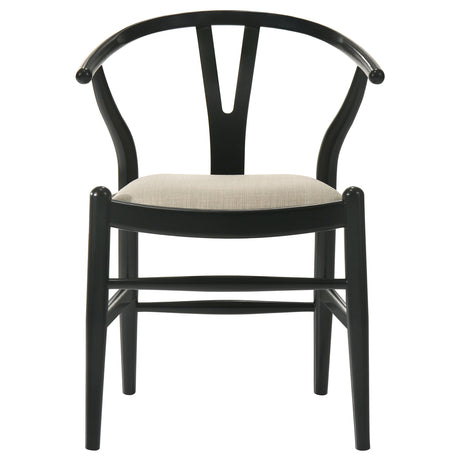 Crestmont Wishbone Dining Side Chairs (Set of 2) - Mid-Century Black or Walnut Wood with Upholstered Seat – view 6