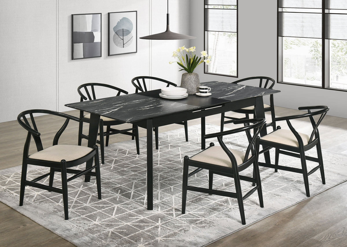 Crestmont Wishbone Dining Side Chairs (Set of 2) - Mid-Century Black or Walnut Wood with Upholstered Seat – view 14