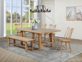 Middleton Extension Dining Collection - 6pcs- 76" Table + 4 Natural Windsor Chairs + Bench
