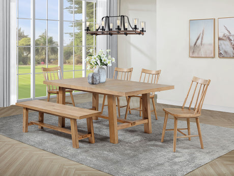 Middleton Extension Dining Collection - 6pcs- 76" Table + 4 Natural Windsor Chairs + Bench