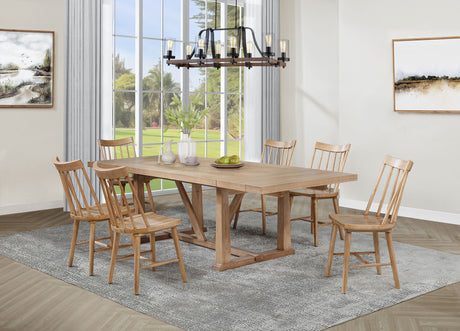 Middleton Extension Dining Collection - 7pcs- 106" Table + 6 Natural Windsor Chairs