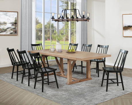 Middleton Extension Dining Collection - 9pcs- 106" Table + 8 Black Windsor Chairs