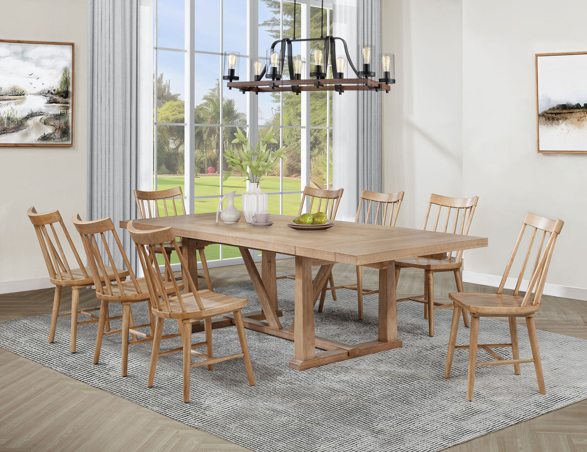 Middleton Extension Dining Collection - 9pcs- 106" Table + 8 Natural Windsor Chairs