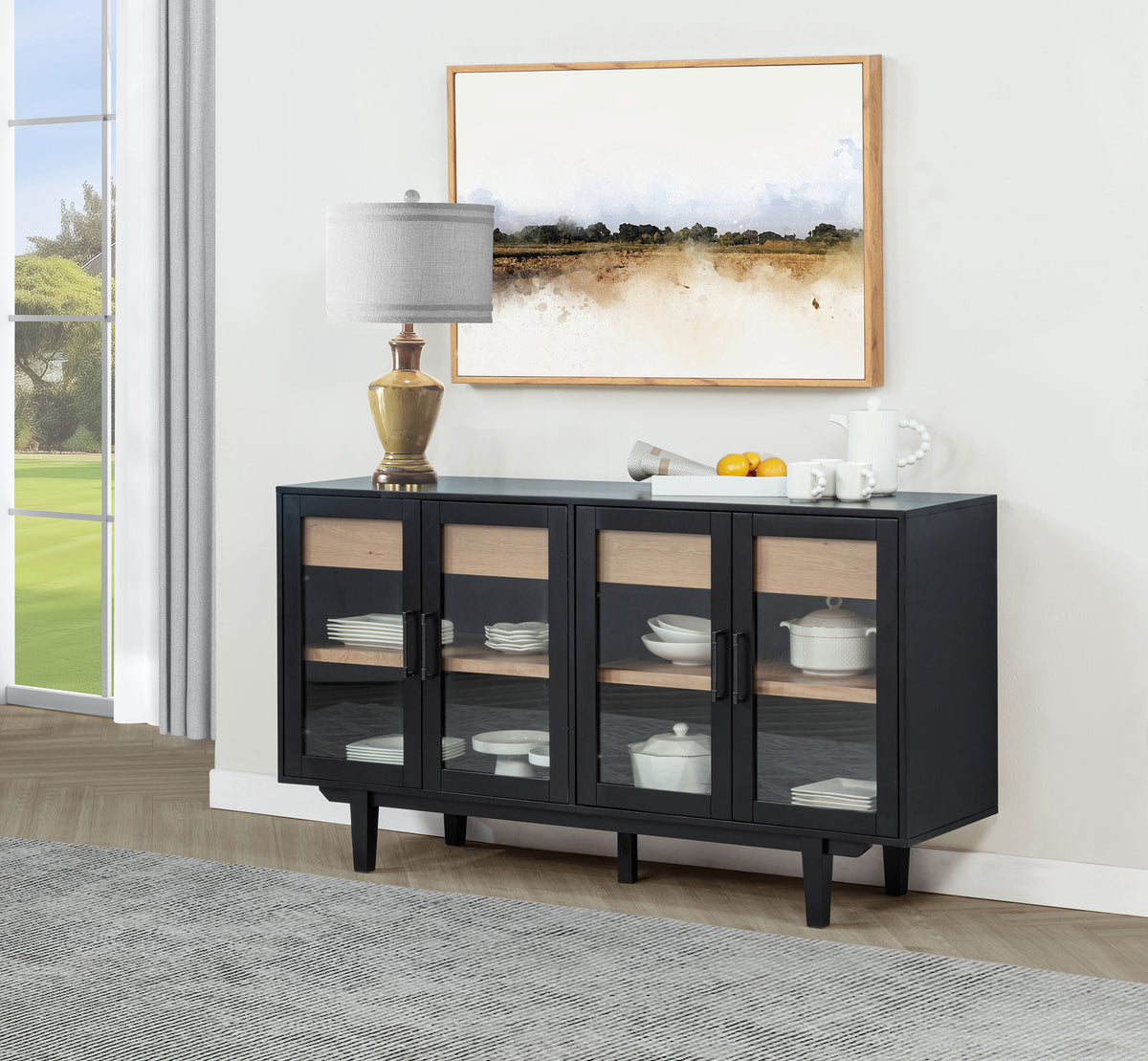 Middleton Extension Dining Collection - Natural Oak Veneer Table with Windsor or Upholstered Chairs, Bench & Sideboard - lifestyle
