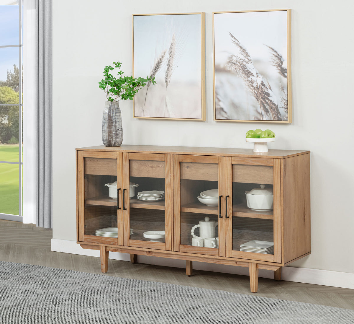 Middleton Extension Dining Collection - Natural Oak Veneer Table with Windsor or Upholstered Chairs, Bench & Sideboard - lifestyle