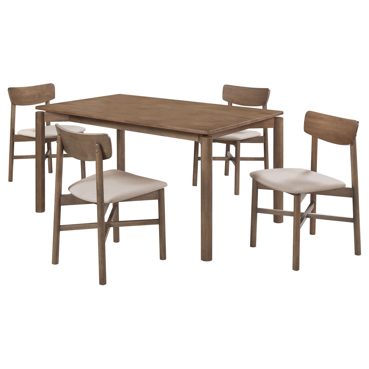 Parkridge 59" Dining Table & Sets - Mid-Century Rounded Legs & Upholstered Side Chairs in Natural Walnut – view 13