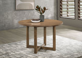 Crestmore Dining Collection - 71" Rectangular Trestle or 46" Round Table, Wedge-Back Chairs & Sideboard in Walnut - lifestyle