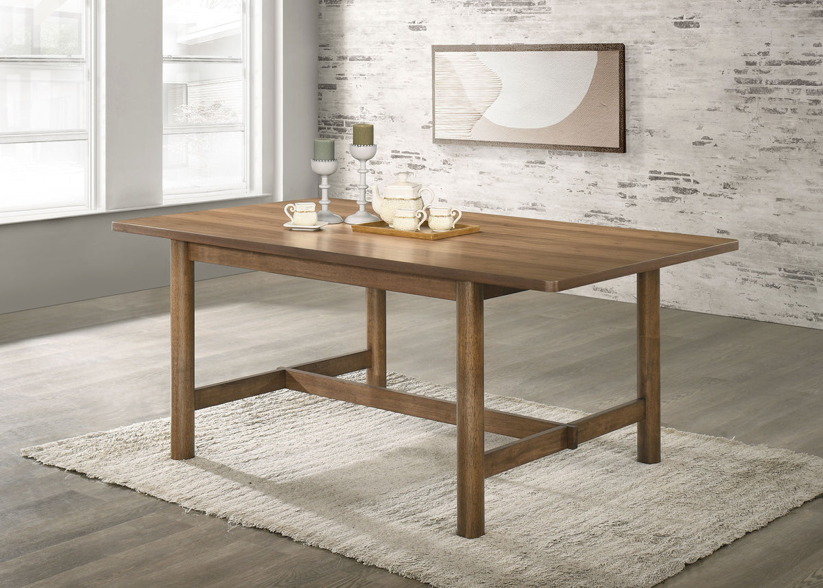 Crestmore Dining Collection - 71" Rectangular Trestle or 46" Round Table, Wedge-Back Chairs & Sideboard in Walnut – view 1