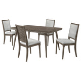 Onslow 59" Mid-Century Dining Table & 5-Piece Set - Dark Brown with Grey Upholstered Geometric-Back Chairs – view 13