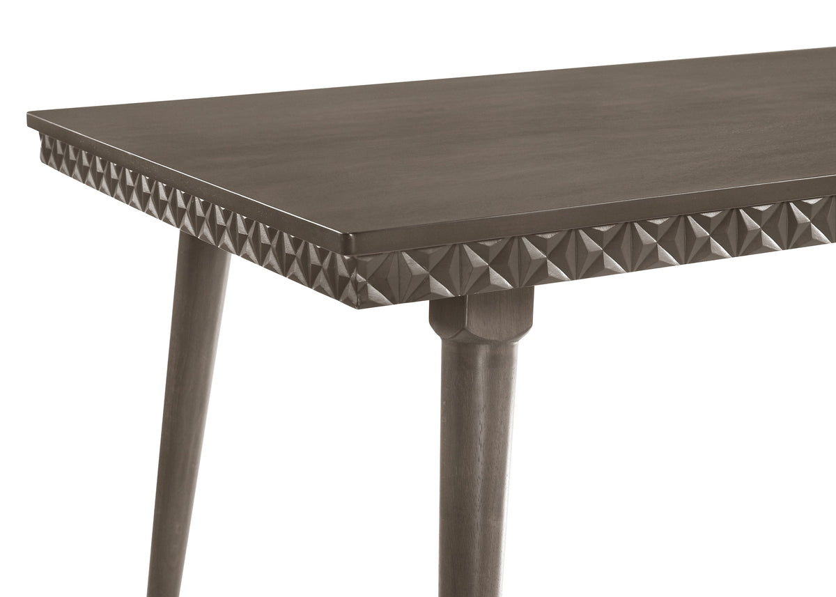 Onslow 59" Mid-Century Dining Table & 5-Piece Set - Dark Brown with Grey Upholstered Geometric-Back Chairs