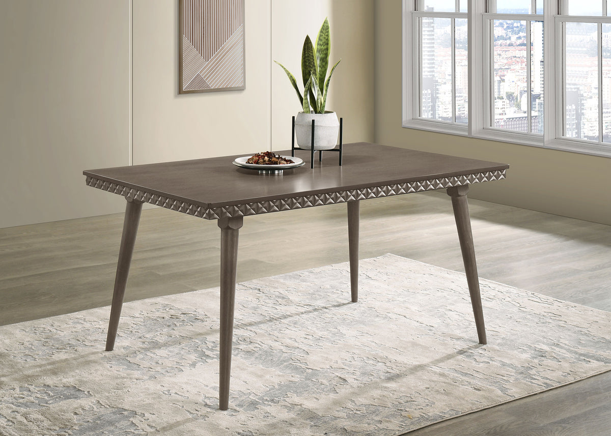 Onslow 59" Mid-Century Dining Table & 5-Piece Set - Dark Brown with Grey Upholstered Geometric-Back Chairs – view 1