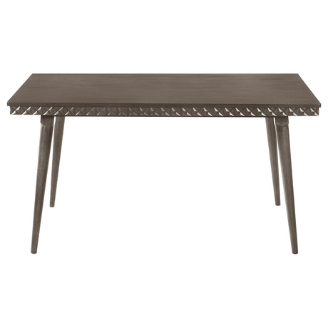 Onslow 59" Mid-Century Dining Table & 5-Piece Set - Dark Brown with Grey Upholstered Geometric-Back Chairs – view 6