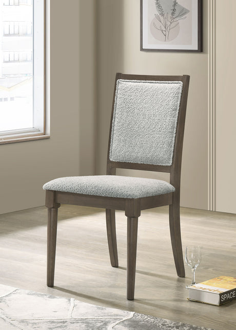 Onslow 59" Mid-Century Dining Table & 5-Piece Set - Dark Brown with Grey Upholstered Geometric-Back Chairs - lifestyle